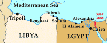 Map of Northern Libya and Egypt