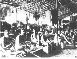 Inside the barracks of POW camp at Pekanbaru
