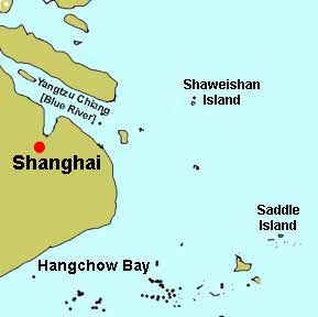 Saddle and Shaweishan islands in vicinity of Shanghai