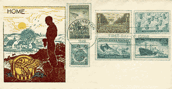 Smartcraft FDC combination of Iwo Jima, Army, Navy, Coast Guard, Merchant Marine and Honorable Discharge stamps