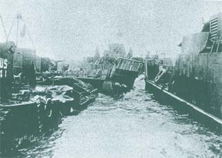 storm damage on Normandy beach