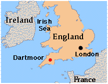 map of england showing Dartmoor prison