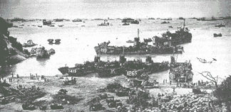 Landing barges at Okinawa