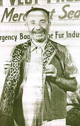 Fur worker modeling vest lined with jaguar