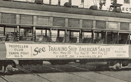 Tampa streetcars advertise 1946 Maritime Day event