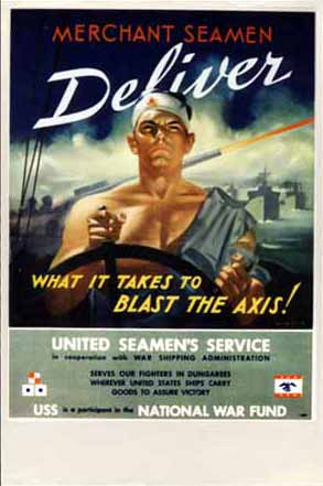 Merchant seamen deliver what it takes to blast the Axis!  poster