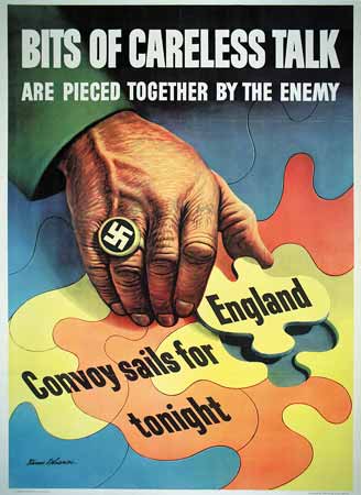 Bits of careless talk are pieced together by the enemy poster